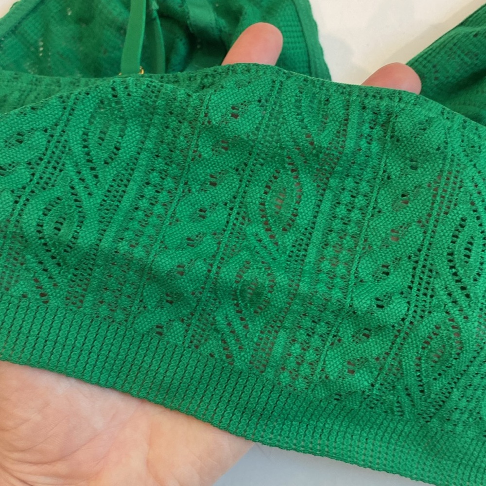 Aerie Cable Lace Longline Bralette Size Medium Emerald Green - Picture 8 of 11
